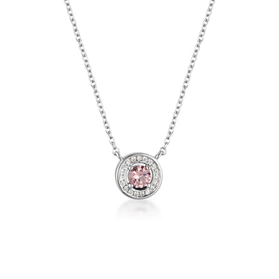 Georgini Milestone Morganite Nano & White Cz Halo Pendant | Mocha Australia