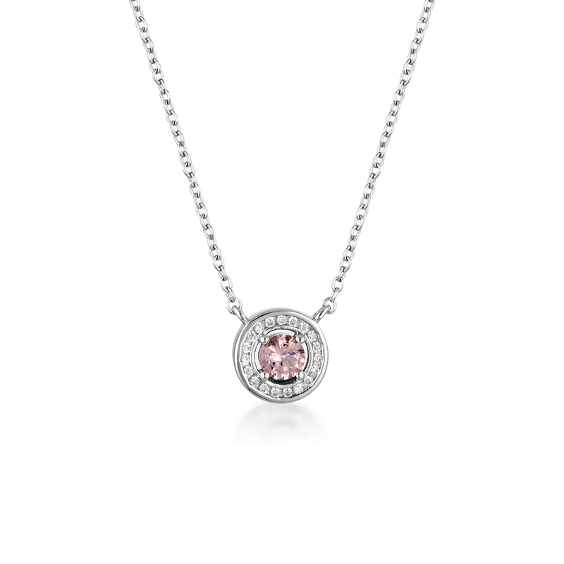 Georgini Milestone Morganite Nano & White Cz Halo Pendant | Mocha Australia