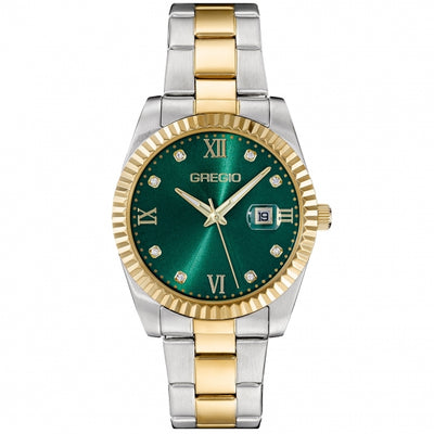 Gregio Mallory Watch- Green/Two-Tone | Mocha Australia