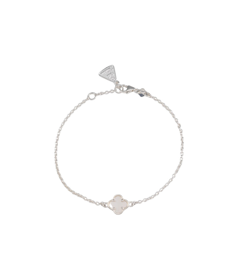 Von Treskow Belcher Chain Bracelet w/ Mini Mother of Pearl Clover - Silver