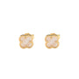 Von Treskow Tiny Mother of Pearl Clover Studs - Gold