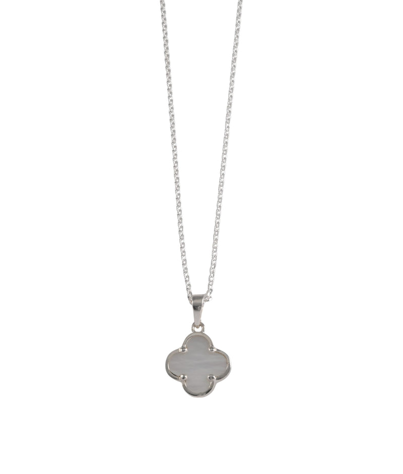 Von Treskow Belcher Chain Necklace w/ Mother of Pearl Clover - Silver | Mocha Australia