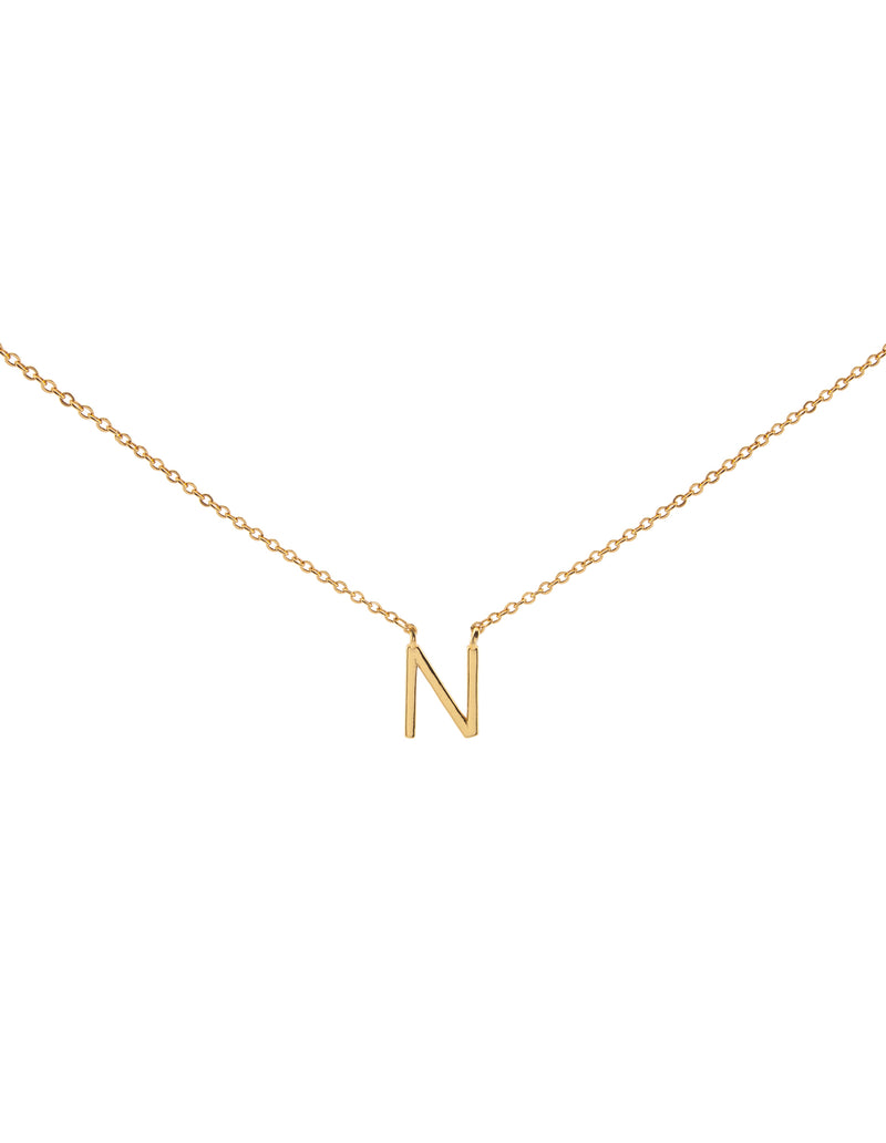 Elly Lou Timeless Initial Necklace - N- Gold | Mocha Australia