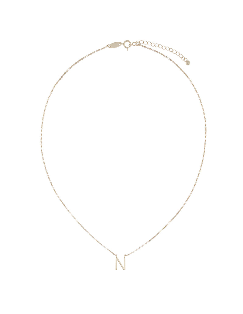 Elly Lou Timeless Initial Necklace - N- Silver | Mocha Australia