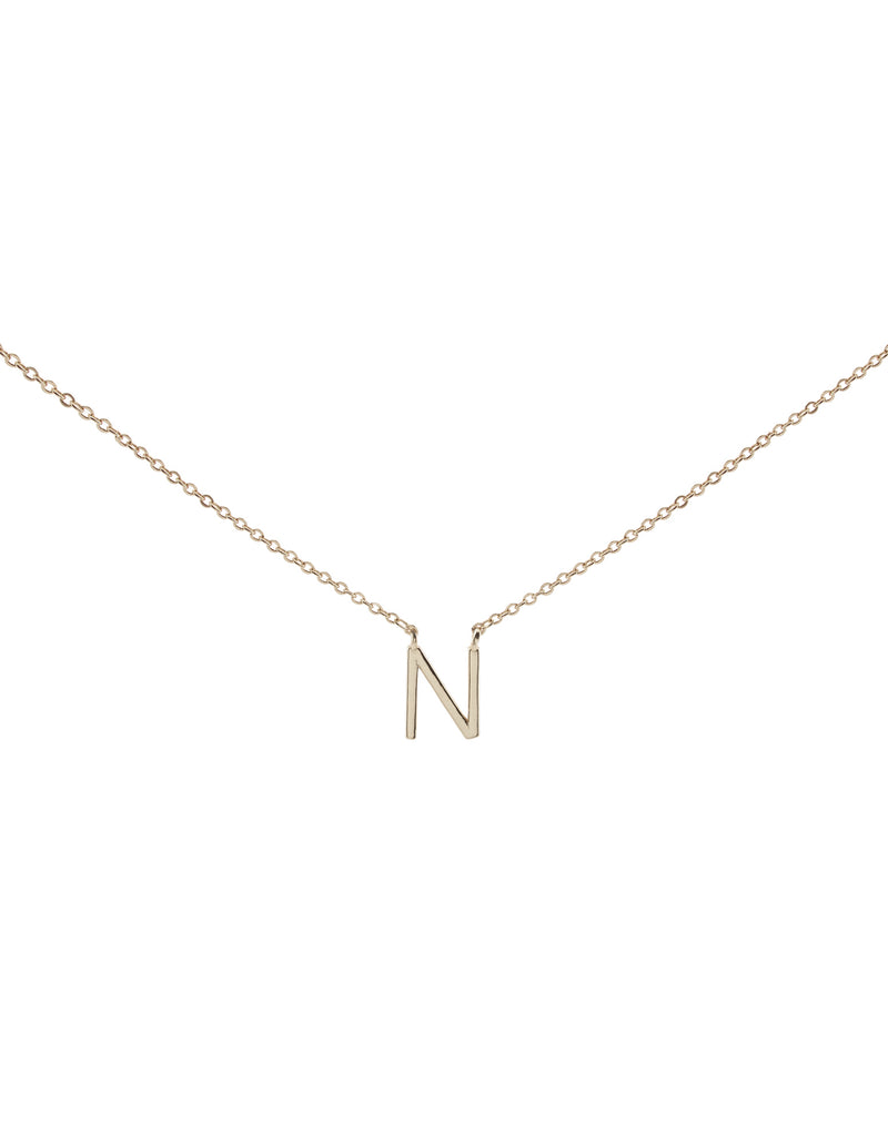 Elly Lou Timeless Initial Necklace - N- Silver | Mocha Australia