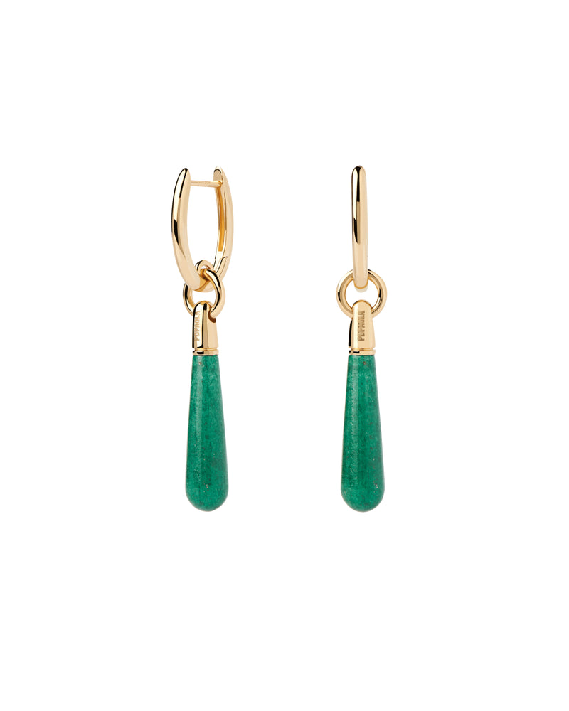 PDPAOLA Green Aventurine Large Jupiter Single Earring - Gold | Mocha Australia