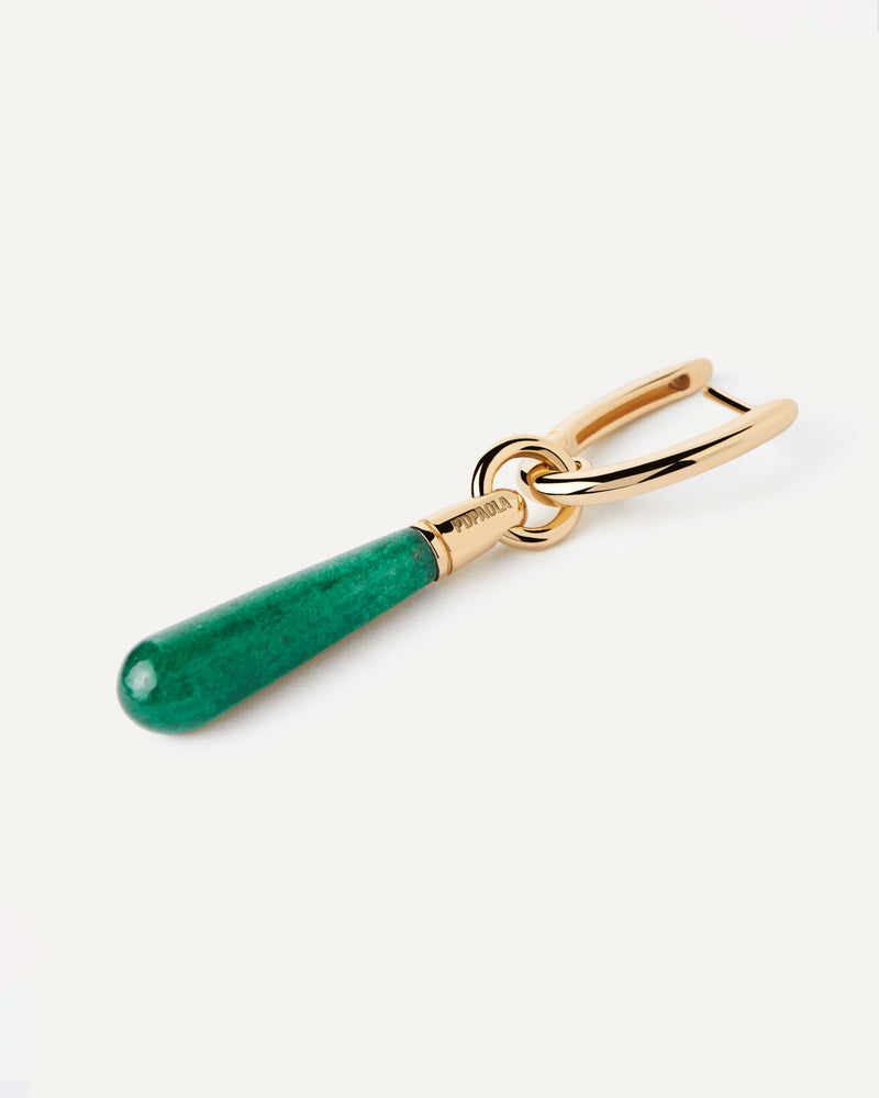 PDPAOLA Green Aventurine Large Jupiter Single Earring - Gold | Mocha Australia