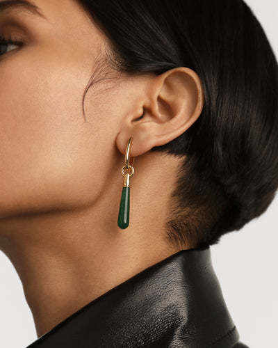 PDPAOLA Green Aventurine Large Jupiter Single Earring - Gold | Mocha Australia