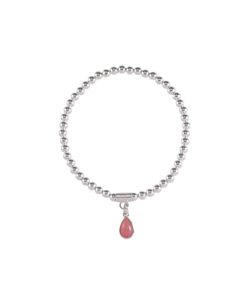 Von Treskow 4mm Stretchy Bracelet w/ Pink Pear Opal - Silver | Mocha Australia