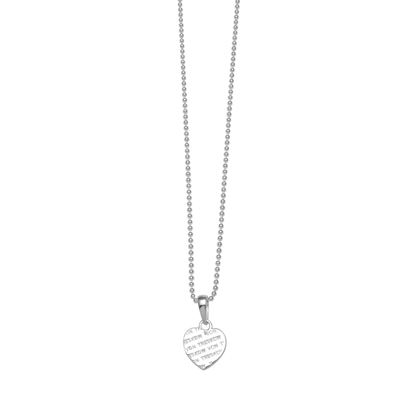 Von Treskow Ss Fine Ball Chain Necklace w/ Mini Liebe Heart Pendant | Mocha Australia