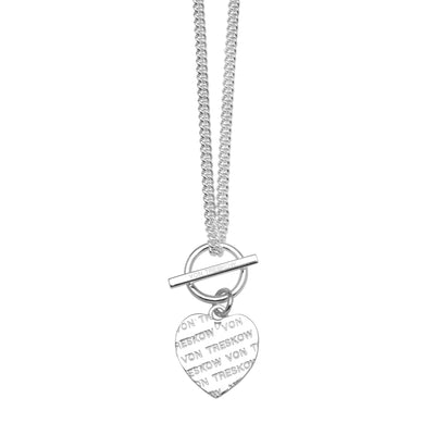 Von Treskow Ss Curb Chain Necklace w/ VT Toggle and Medium Liebe Heart | Mocha Australia