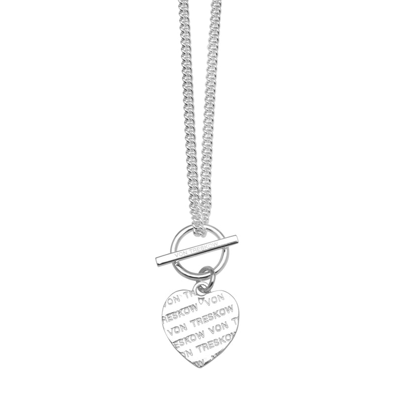 Von Treskow Ss Curb Chain Necklace w/ VT Toggle and Medium Liebe Heart | Mocha Australia