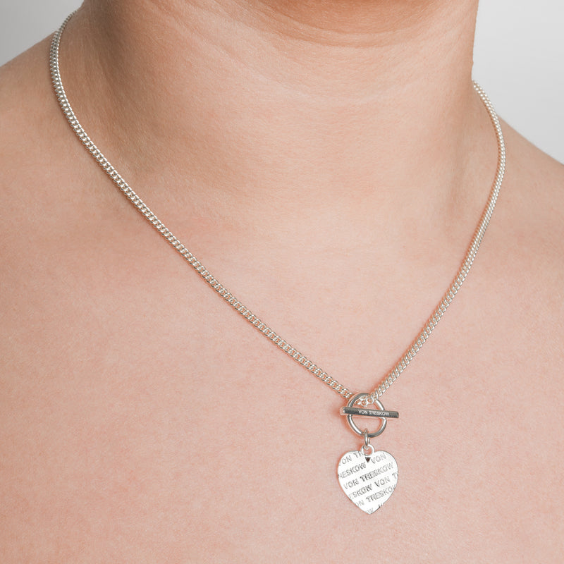Von Treskow Ss Curb Chain Necklace w/ VT Toggle and Medium Liebe Heart | Mocha Australia