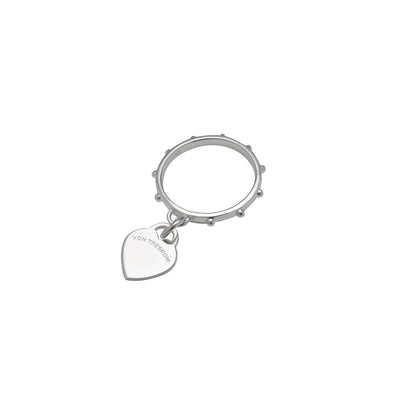 Von Treskow Ss Antique Ring w/ Mini VT Flat Heart | Mocha Australia