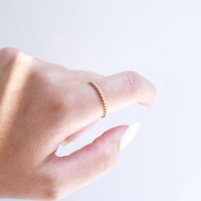 Von Treskow Yg Plated Bead Detail Fine Ring | Mocha Australia