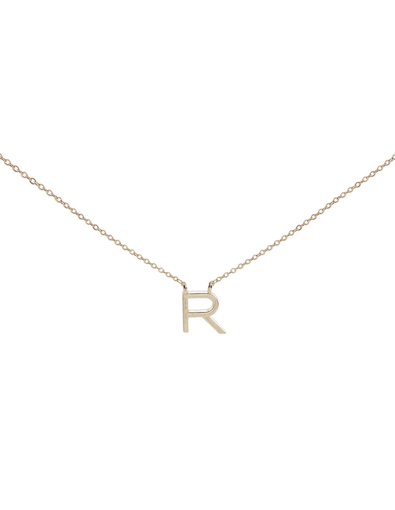 Elly Lou Timeless Initial Necklace - R- Silver | Mocha Australia