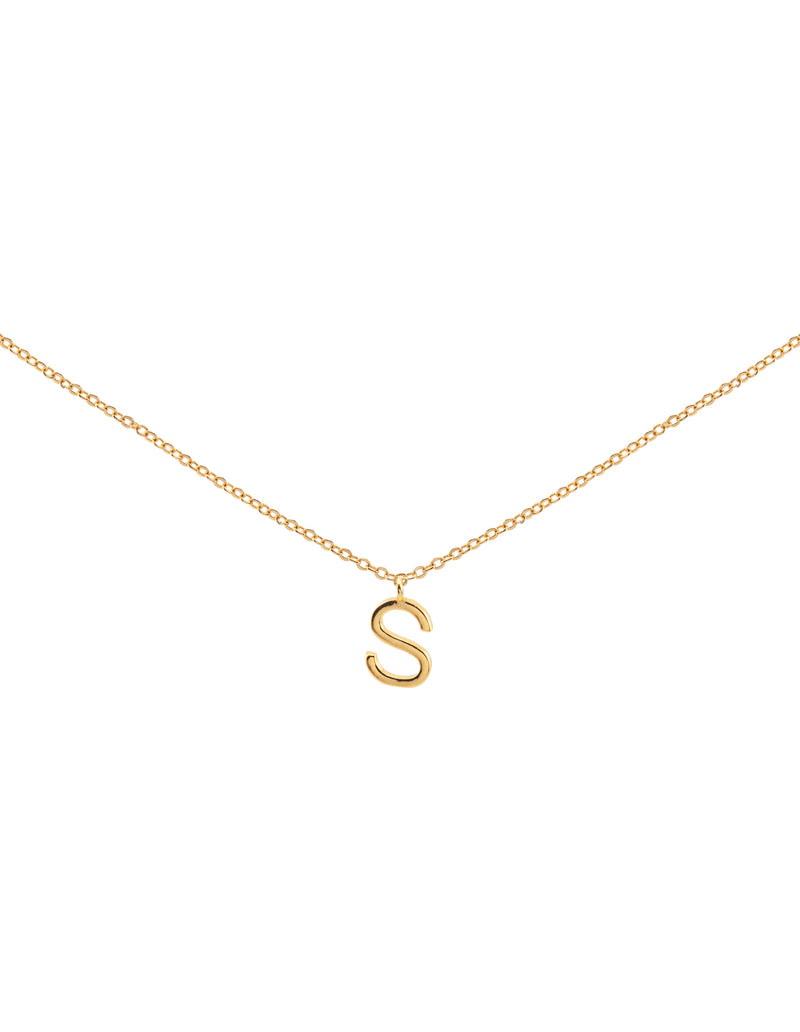 Elly Lou Timeless Initial Necklace - S- Gold | Mocha Australia