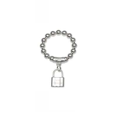 Von Treskow Ss Single Row Stretchy Ring w/ Mini VT Engraved Lock | Mocha Australia