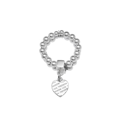 Von Treskow Ss Double Row Stretchy Ring w/ Mini Liebe Heart | Mocha Australia