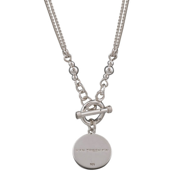 Von Treskow Ss Double Box Chain Necklace W/ Ss 6 Pence Coin- Silver | Mocha Australia