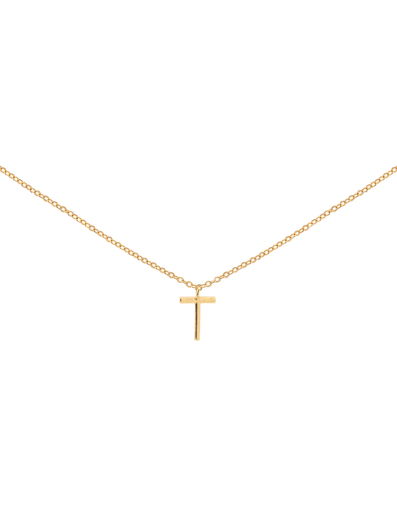 Elly Lou Timeless Initial Necklace - T- Gold | Mocha Australia