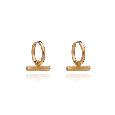 Rachel Jackson Mini T-Bar Huggie Hoop Earrings - Gold | Mocha Australia