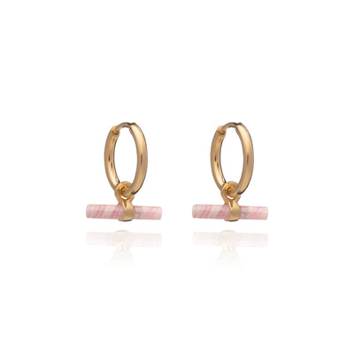 Rachel Jackson Mini Rose T Bar Huggie Hoop Earrings - Gold | Mocha Australia