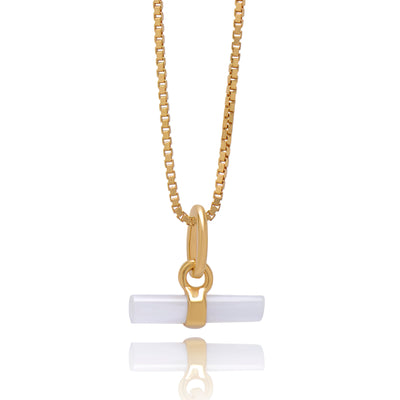 Rachel Jackson Mini Blue Lace Agate T-Bar Necklace - Gold | Mocha Australia