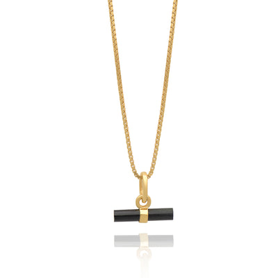 Rachel Jackson Mini Onyx T-Bar Necklace - Gold | Mocha Australia