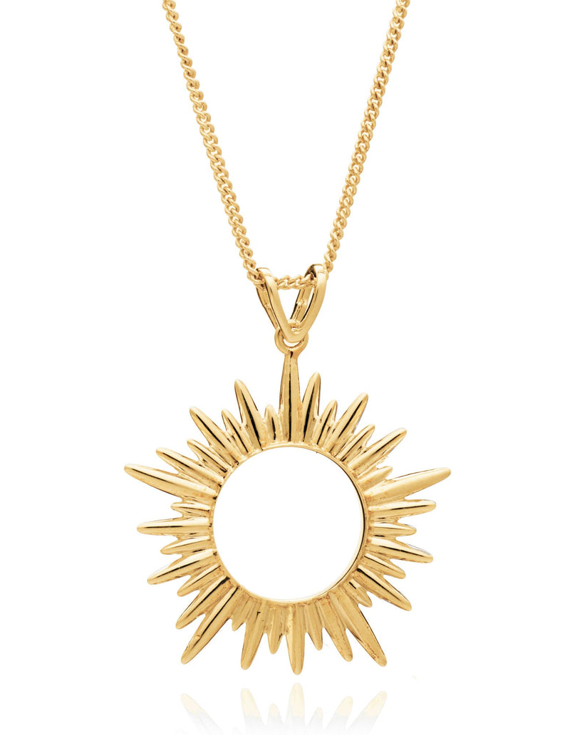 PDPAOLA Rachel Jackson Electric Goddess Medium Sun Necklace- Gold | Mocha Australia