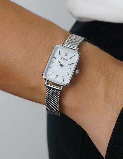 Gregio Watch Box Set- Silver/White Face/White Band | Mocha Australia