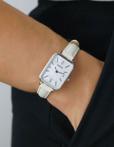 Gregio Watch Box Set- Silver/White Face/White Band | Mocha Australia