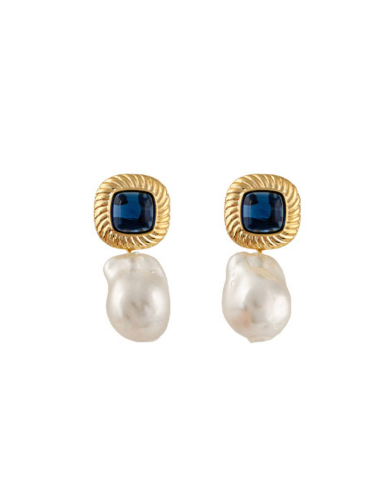Zahar Sally Earrings Blue - Gold | Mocha Australia