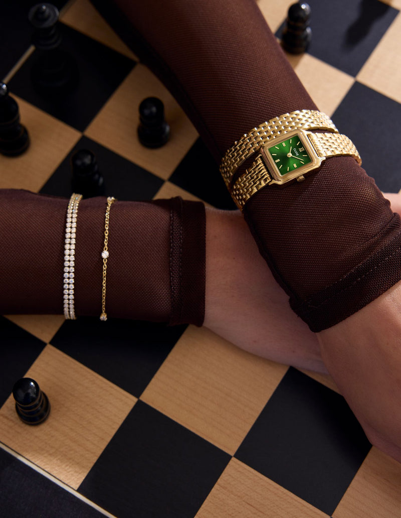 CLUSE Gracieuse Mini Watch Double Strap - Forest Green/Gold