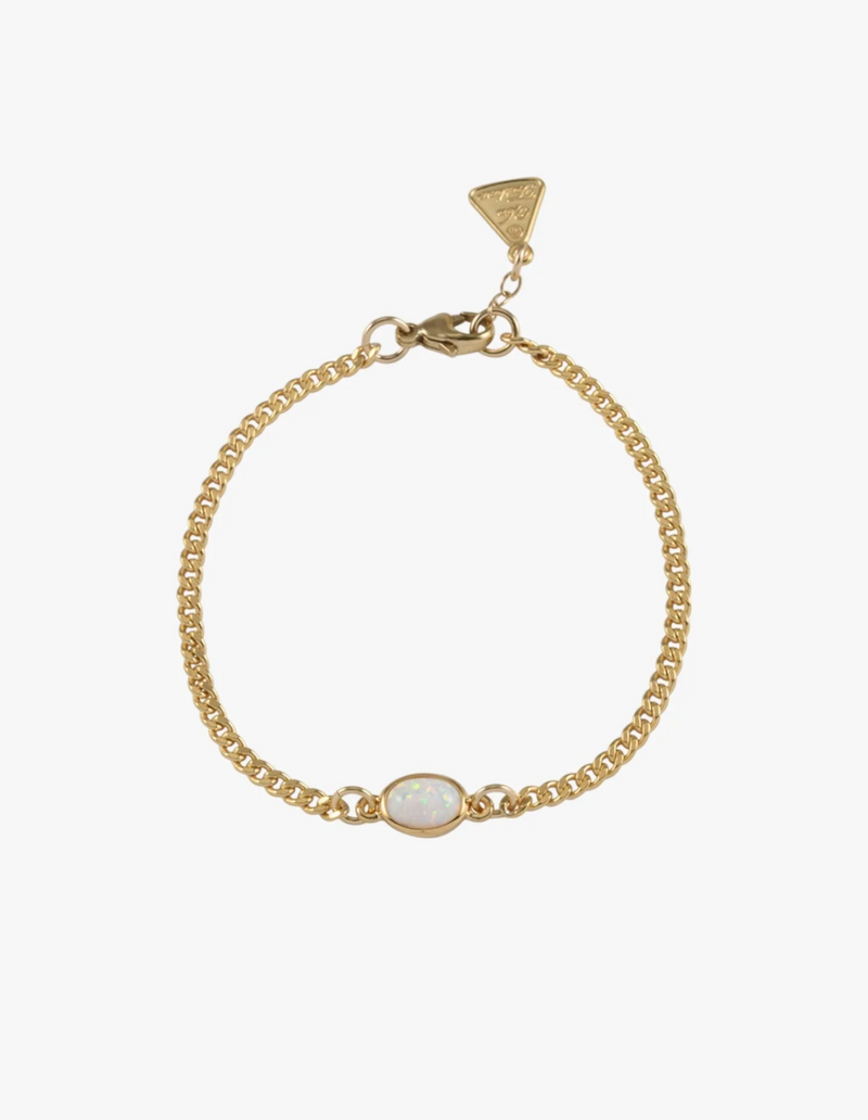 Von Treskow Curb Chain Bracelet w/ Oval Czelline Opal - Gold