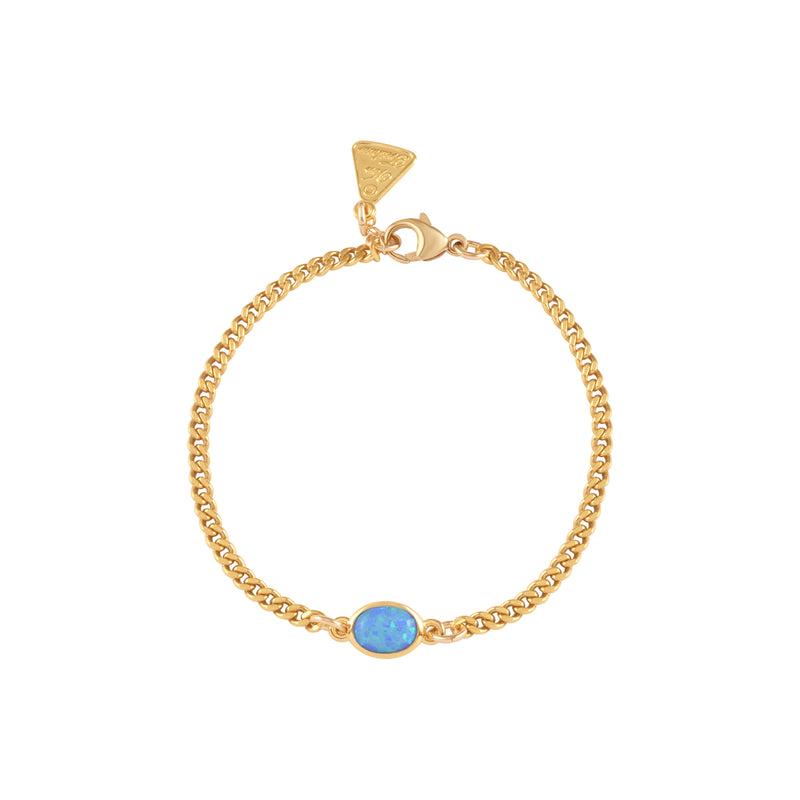 Von Treskow Curb Chain Bracelet w/ Oval Czelline Opal - Gold