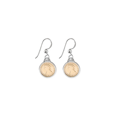 Von Treskow Two-Toned Mini Coin & Bezel Earrings | Mocha Australia