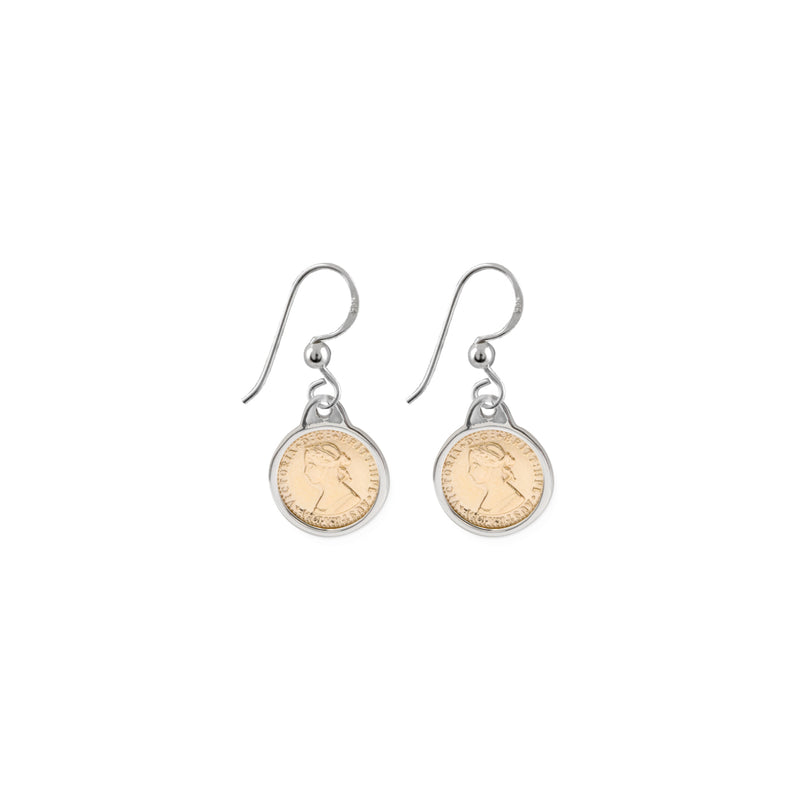 Von Treskow Two-Toned Mini Coin & Bezel Earrings | Mocha Australia