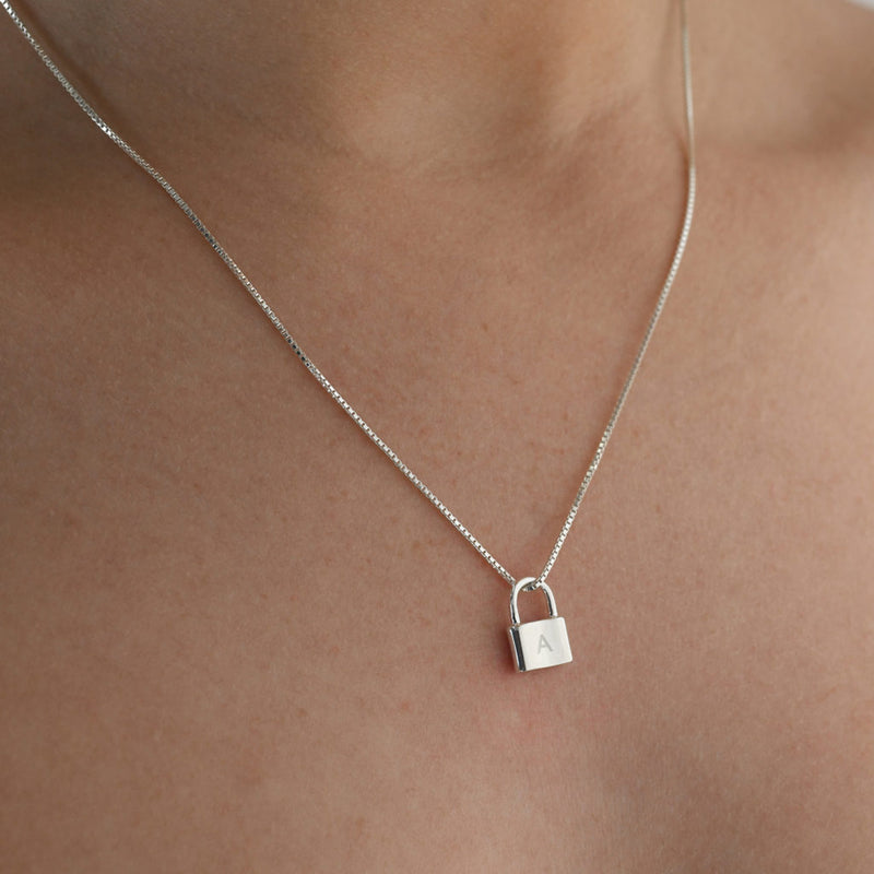 Von Treskow Fine Box Chain Necklace W/ Tiny Initial &