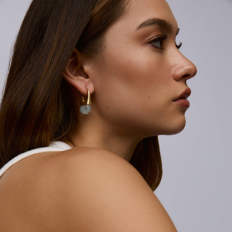 Zahar Poppy Earrings Blue - Gold | Mocha Australia