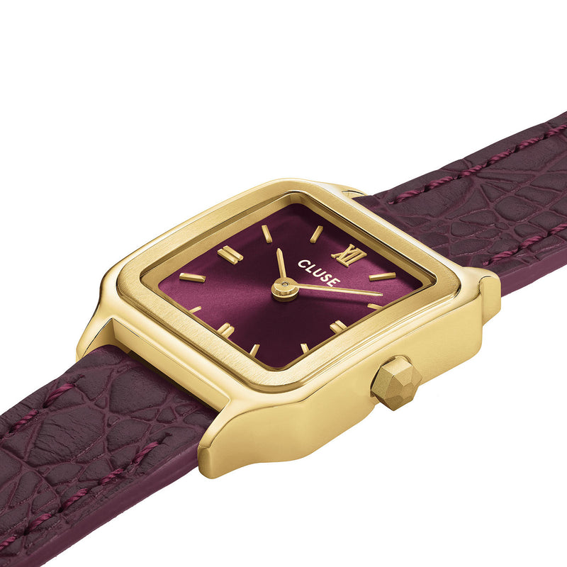 CLUSE Gracieuse Petite Double Strap - Wine Croc Leather/Gold