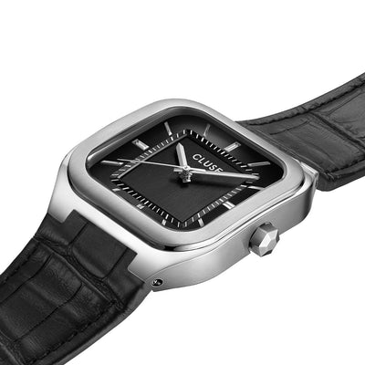 CLUSE Quadrus Leather - Black/Silver