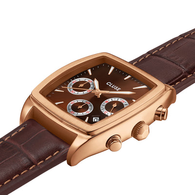 CLUSE Quartaut Chrono - Brown Leather/Rose Gold