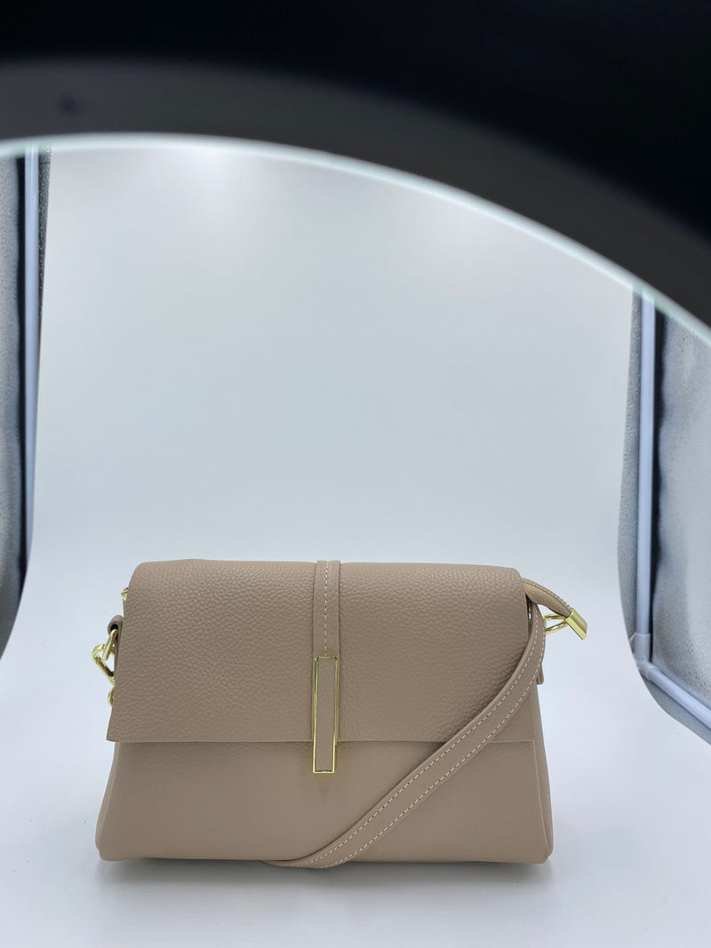 Mocha Lola Flap Leather Crossbody Bag - Light Taupe | Mocha Australia