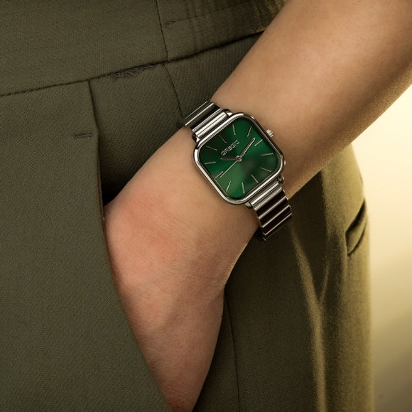 Gregio Aline Watch- Silver/Green | Mocha Australia