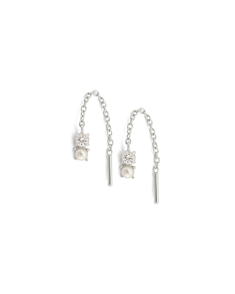 Kirstin Ash Pearl Topaz Threader - Silver | Mocha Australia