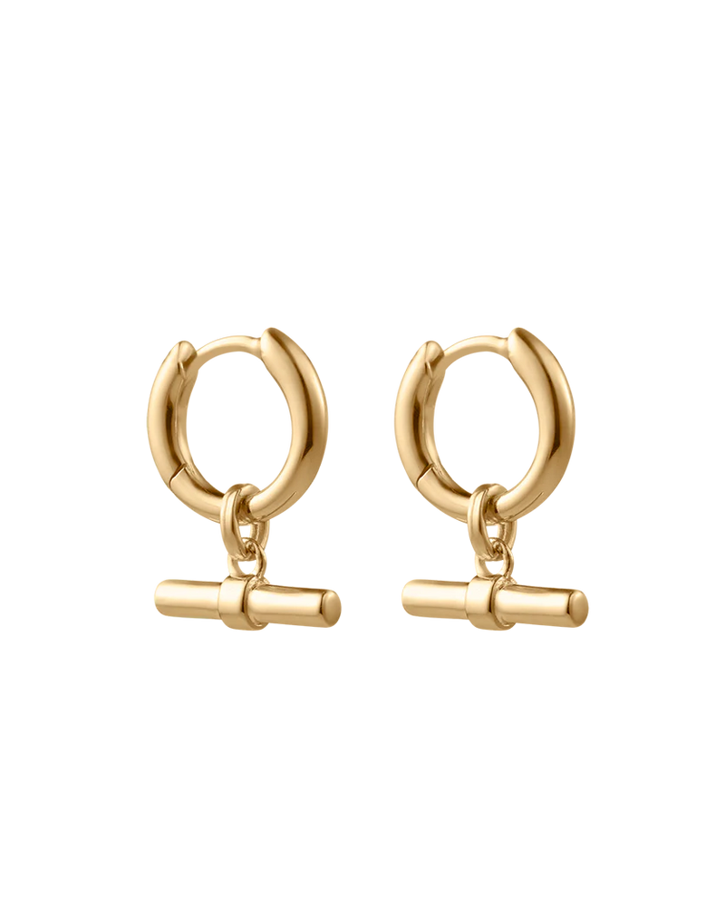 Kirstin Ash Rhythm T-Bar Hoops - Gold