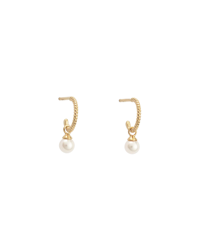 Kirstin Ash Tiny Pearl Hoops- Gold | Mocha Australia