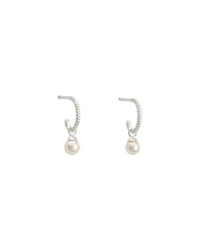 Kirstin Ash Tiny Pearl Hoops- Silver | Mocha Australia
