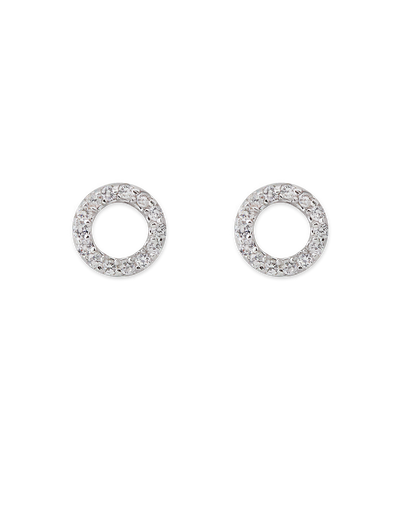 Bianc Circle Earrings w/ Cubic Zirconia - Silver | Mocha Australia